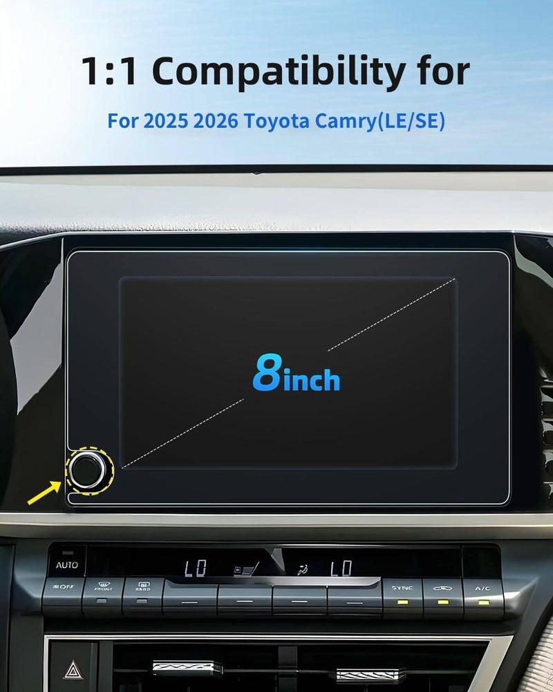 LANGBEAN Anti-Glare Matte 8-Inch Screen Protector for 2026 2025 Toyota Camry (LE/SE) Infotainment Touchscreen, 9H Tempered Glass/Anti-Scratch 2025 Camry Accessories - Image 2